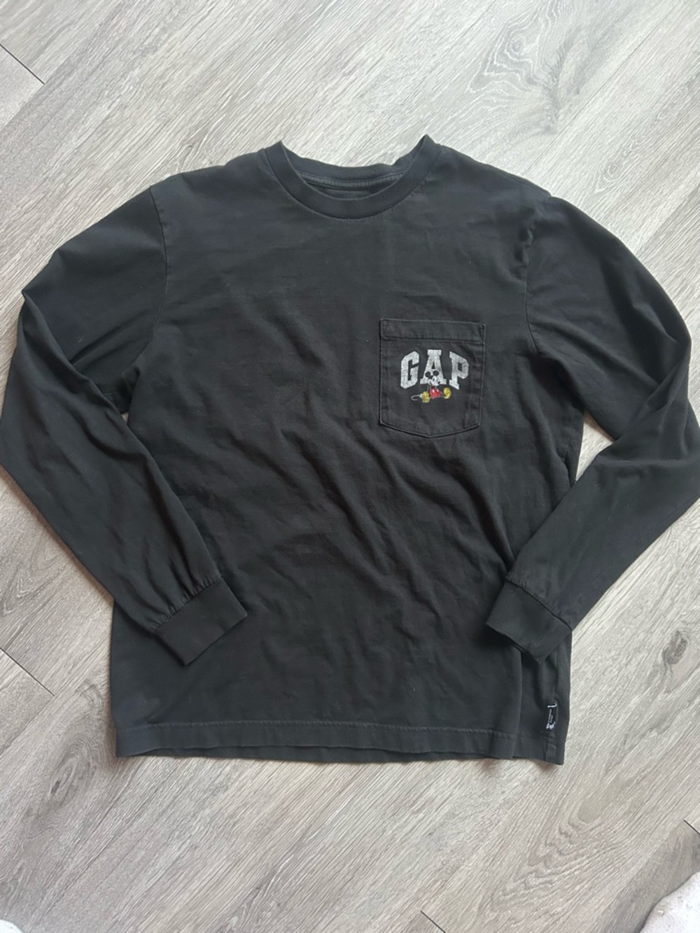 GAP Black Long Sleeve Shirt With Disney Logo Size Small
